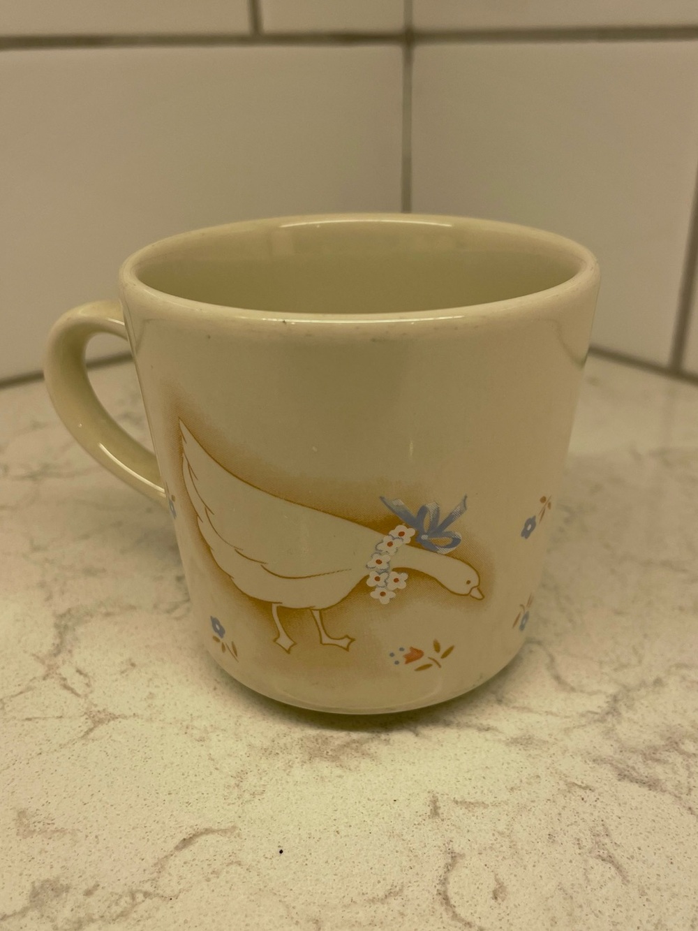 Corning Country Goose Ceramic Mug with Pastel Floral Accent